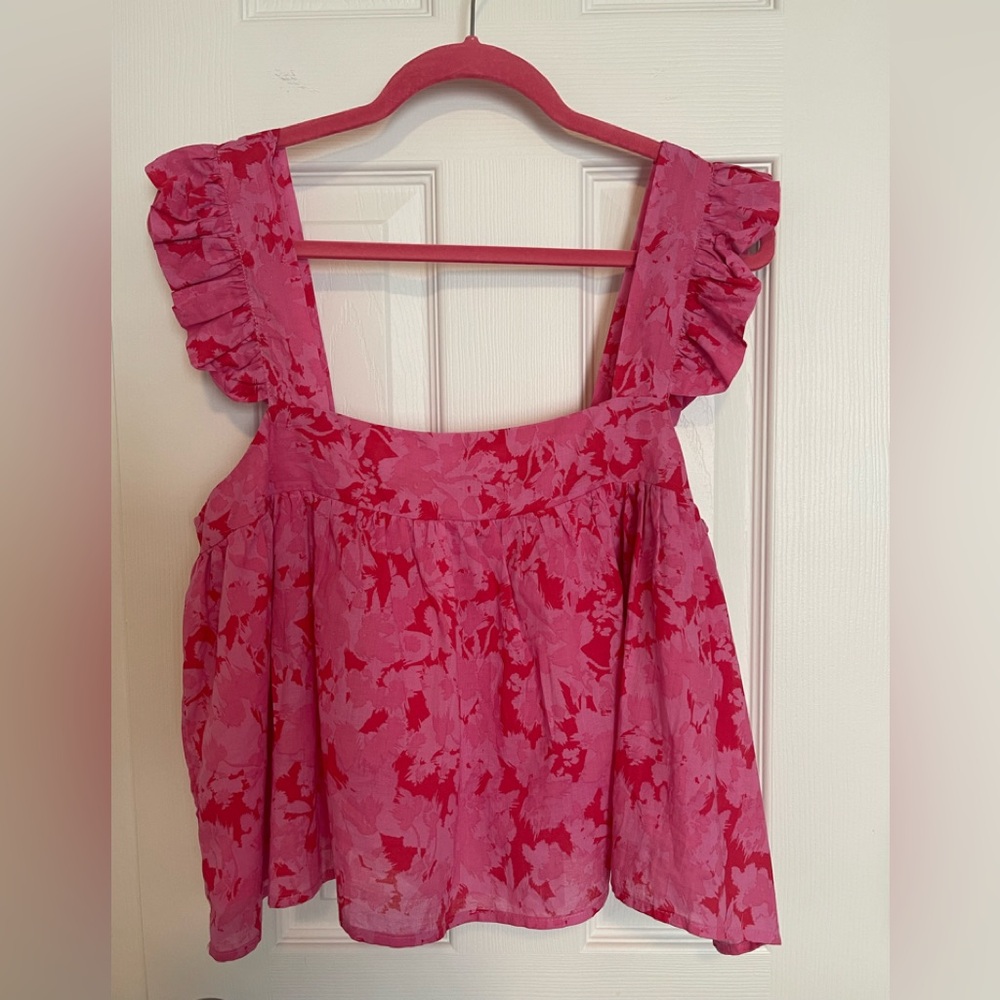 Karlie Pink Ruffled Sleeveless Blouse